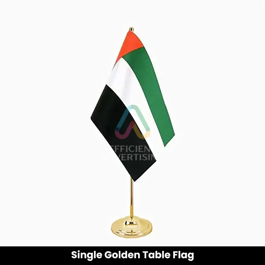 Single Golden Table Flag — Efficient Advertising Dubai