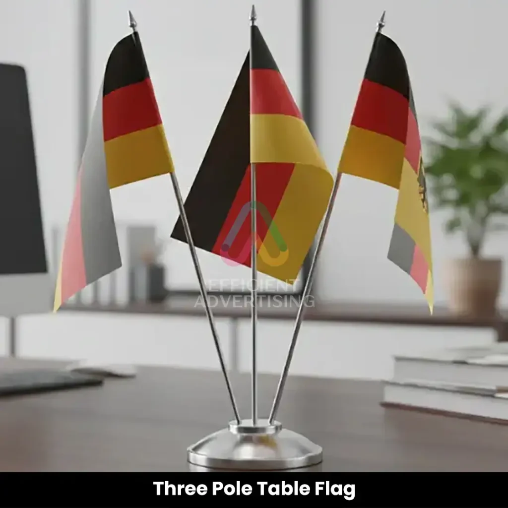 Three Pole Table Flag — Efficient Advertising Dubai