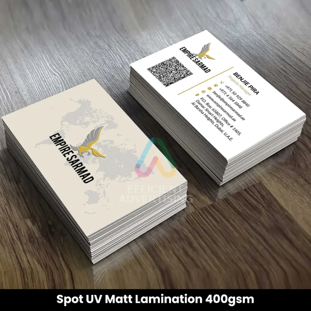 Spot UV Matt Lamination 400gsm — Efficient Advertising Dubai
