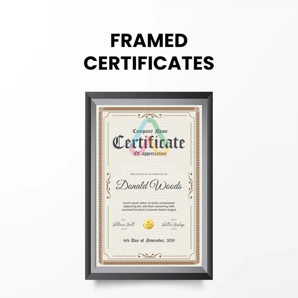 Framed Certificate — Efficient Advertising Dubai