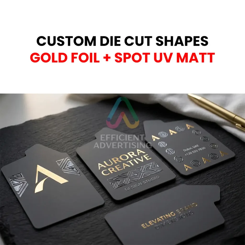 Gold Foil Spot UV Matt Lamination — Efficient Advertising Dubai