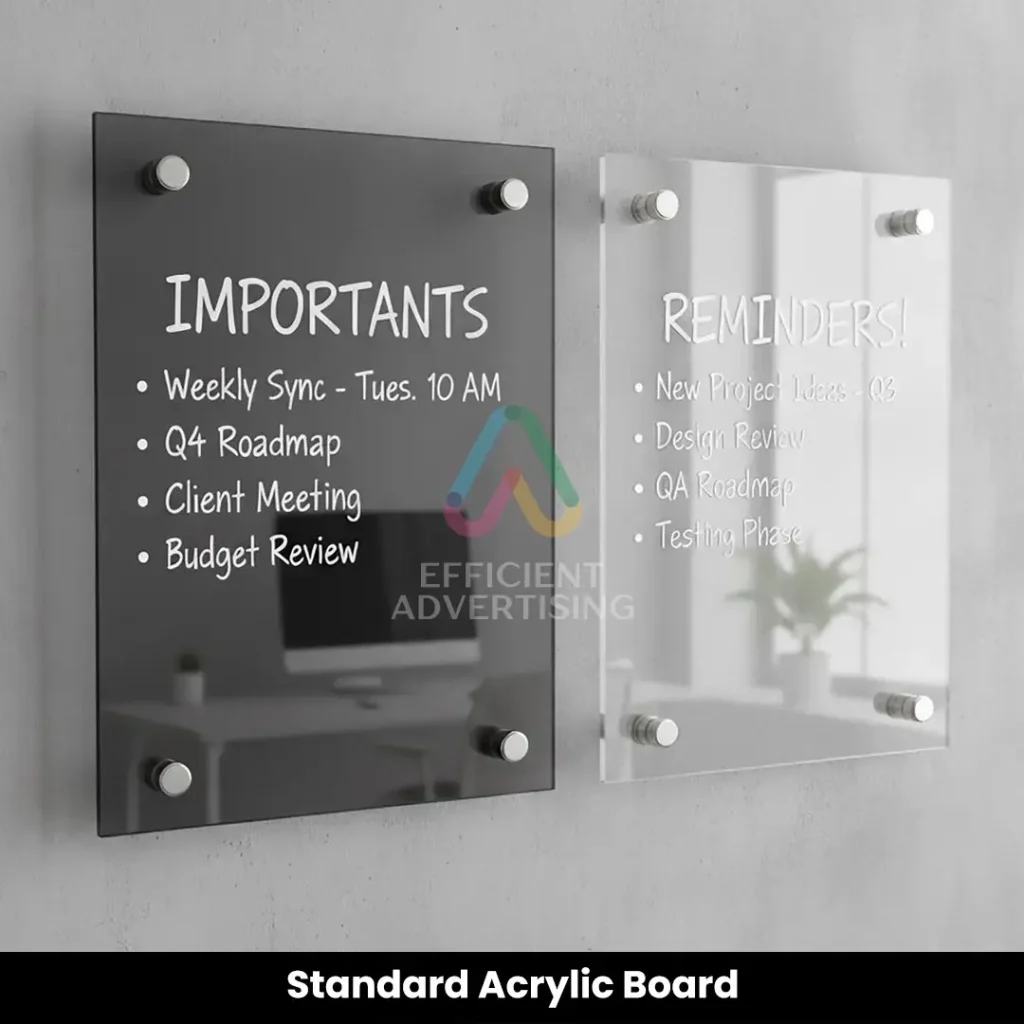 Standard Acrylic Board — Efficient Advertising Dubai