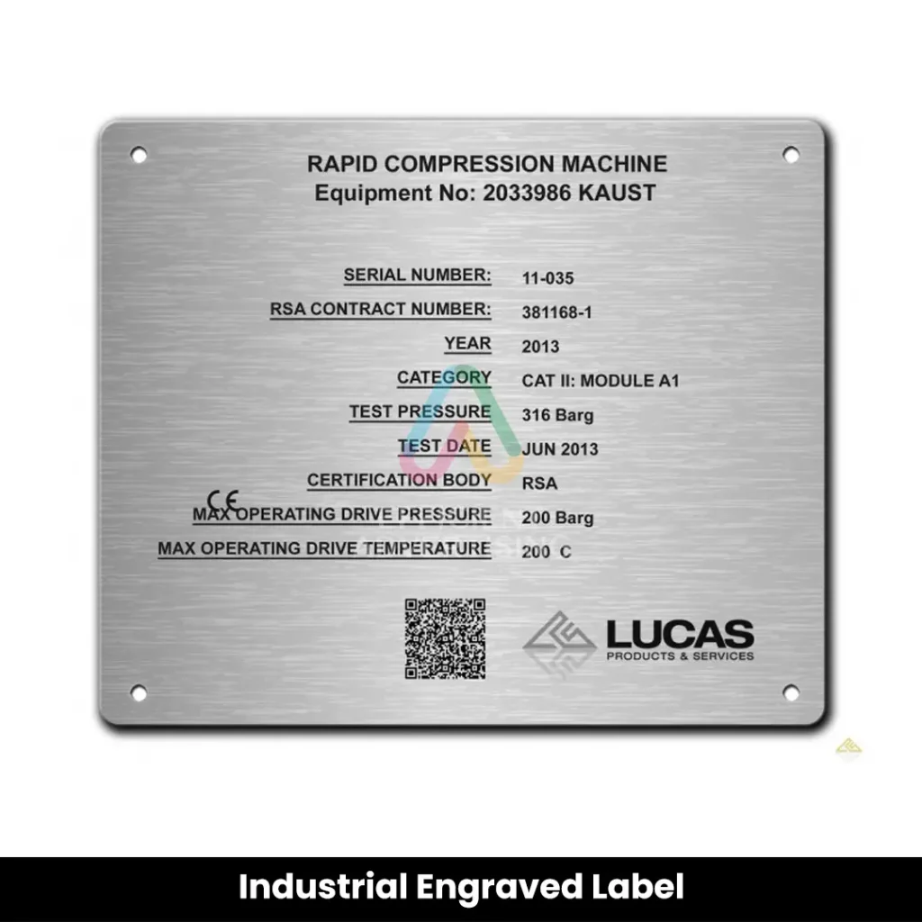 Industrial Engraved Label — Efficient Advertising Dubai
